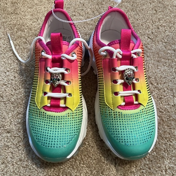 Kurt Geiger rhinestone rainbow lace up pink green yellow orange sneaker 36 - Picture 2 of 8